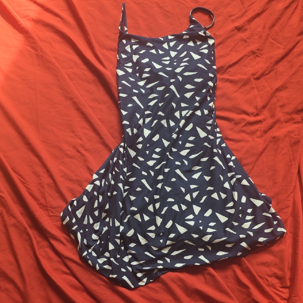 Sweaty Betty Blue and White One Shoulder Sundress
